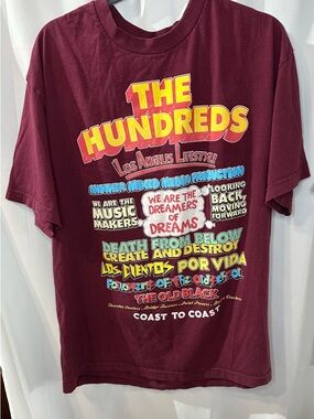 The Hundreds Maroon Graphic Tee with Multicolor Front Print